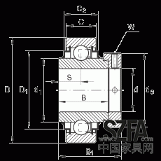 外球面球軸承 E40-KRR, 圓柱外圈，偏心鎖圈定位，兩側(cè) R 型密封