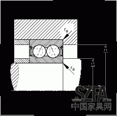 角接觸球軸承 30/8-B-2Z-TVH, 雙列，雙側(cè)間隙密封，接觸角 α = 25°