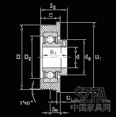 外球面球軸承 CRB30/92, 帶橡膠插入件，偏心鎖圈定位，兩側(cè) P 型密封